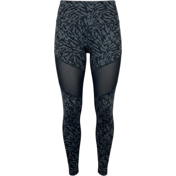 lululemon athletica Pants - Lululemon High Rise Mesh Panel Leggings Grey Black Abstract Print Size 6